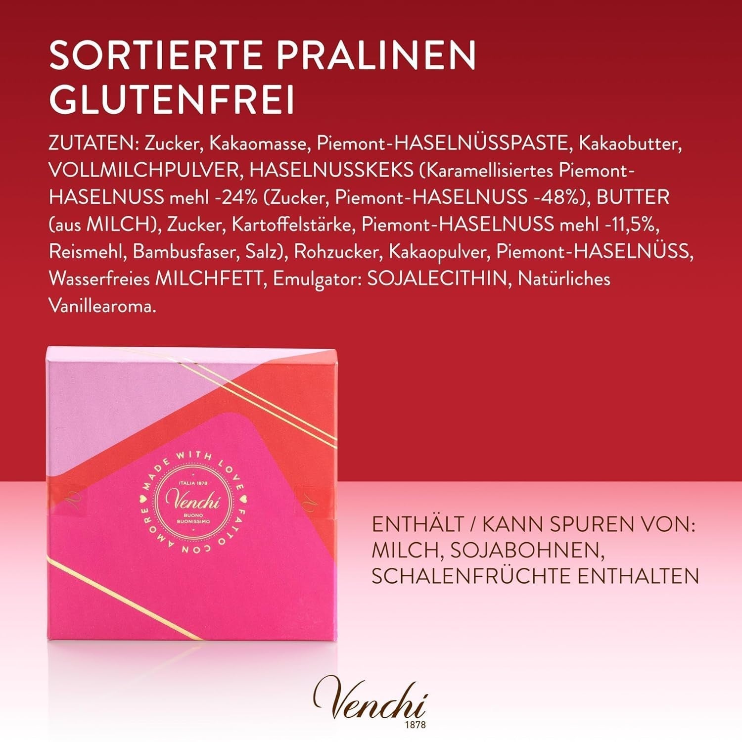 Venchi - Cutie cadou cu 9 bomboane de ciocolată Baciodidama și Vegan Chocoviar Gianduia, fără gluten, Valentine's Day Collection Bomboane de Ciocolata Naty Shop