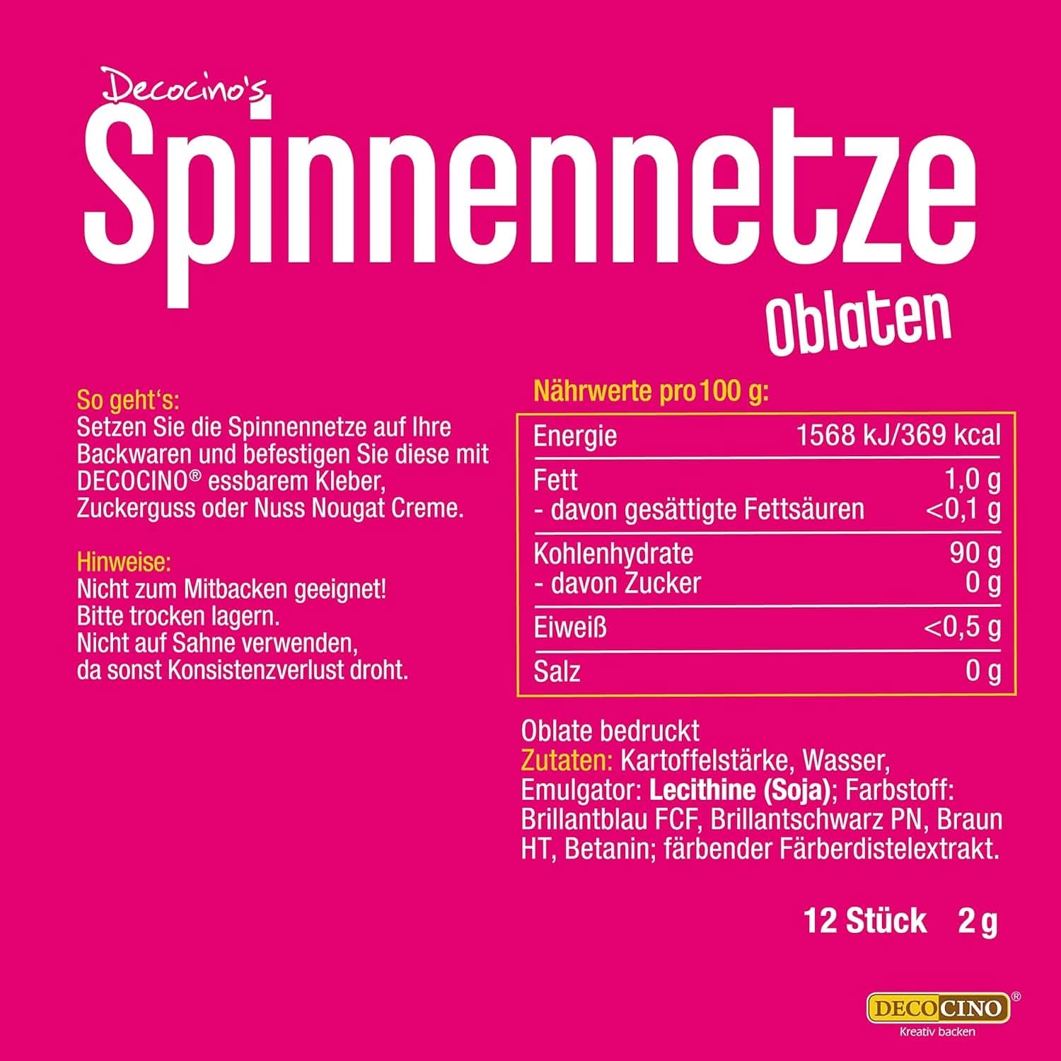 DECOCINO Halloween, vafe comestibile sub forma de pânze de păianjen cu efect 3D, 12 bucati Sprinkles Naty Shop