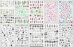 JMEOWIO Nagelsticker Frühling Blumen 10 Blätter Nagelaufkleber Selbstklebend Nail Art Dekoration Nageldesign Zubehör Für Frauen Mädchen