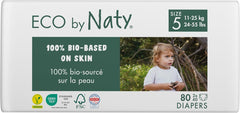 Eco Pieluchy Eco by Naty Baby Eco Diapers - pieluszki organiczne premium, ekologiczne, wykonane z materiałów pochodzenia roślinnego, idealne dla wrażliwej skóry dziecka (rozmiar 5 - 80 sztuk)