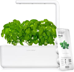 Growbox Click and Grow, inteligentny ogród, system uprawy łatwiejszy niż hydroponiczna, ogród kryty, ogród ziołowy, szklarnia wewnętrzna z 3 kapsułkami roślinnymi w zestawie, biała