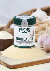 Fuchs Gewürze - Czosnek granulowany - würzig-zwiebliger Geschmack für Tzatziki, Knoblauchbutter oder Gemüsegerichte - naturalne składniki - 85 g w wiederverwendbarer, recyclebarer Dawka