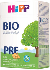 Lapte pentru sugari organic HiPP PRE (4 x 600g), de la naștere, conține doar lactoză ca și carbohidrat, de cea mai bună calitate organică