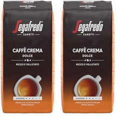 Segafredo Zanetti Caffè Crema Dolce - Boabe întregi (pachet de 1 kg) - Potrivit pentru Caffè Crema - Boabe de cafea prăjite ușor spre mediu, cu gust blând și echilibrat (pachet de 2)