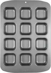 CSB106 Quadratische Antihaftbeschichtete Backform Mit 12 Minilöchern Aus Karbonstahl, Edelstahl, Silver, 37.3 X 26.1 X 3.1 Cm Matrite si tavi pentru copt Naty Shop