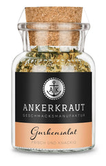 Ankerkraut Gurkensalat, 60 g w szklance korkowej, Würze Gherken-Salat Ganz Einfach, Zuckerfrei und Ohne Gesmackverstärker, Mischung würzender Ingredient für Salat