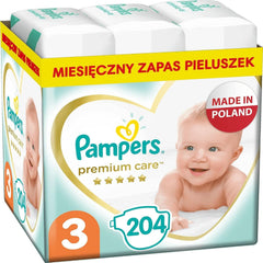 Pieluchy Pampers rozmiar 2 (4-8kg), pieluszki Premium Care, 68 sztuk Matka i Dziecko Naty Shop 3 (204 sztuki)
