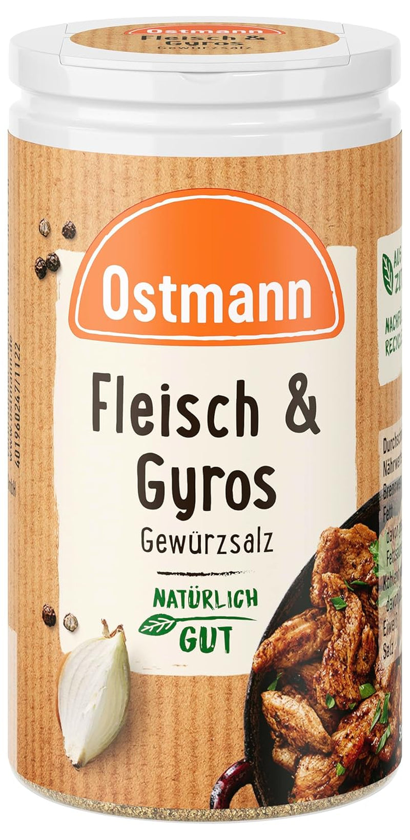 Ostmann Gewürze - Fleisch & Gyros Gewürzsalz | Pikantes Gewürz mit mediterraner Uwaga dla gegrilltes und gebratenes Fleisch | Mit praktischem Streuaufsatz | 50 g na sitku