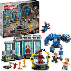 LEGO Marvel Laboratorium Iron Mana: Sala Zbroi — zabawka superbohatera z figurką mecha, 5 minifigurek, w tym Aldrich Killian — prezent Avengers dla chłopców i dziewcząt w wieku od 8 lat 76315 Zestawy do budowania Beuche den LEGO-Store Default Title
