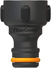Conector de robinet Fiskars, pentru robinete, Ø 21 mm (G 1/2"), FiberComp, dimensiune universală, 10 g, negru/portocaliu, 1027053