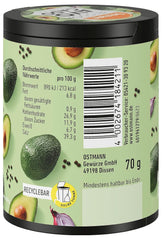 Ostmann Gewürze - Zróbmy Awokado | Gewürzsalz für Avocado, Guacamole lub Bowls | Crunchy Topping z Gewürzen, Kräutern i schwarzem Sesam | 70 g w koszu Metalldose