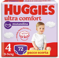 Spodnie do pieluszek Huggies Ultra Comfort, rozmiar 4 (9-14 kg), opakowanie 72 sztuk pieluchomajtek dla matki i dziecka Naty Shop