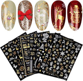 9 Blatt Nagelsticker Weihnachten Nagelaufkleber Selbstklebend Weiß Rentier Schneemann Nail Art Sticker Dekoration Nageldesign Zubehör