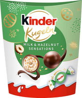 Kinder Milk & Hazelnut Sensations kulki 90g - Kulki z mlecznej czekolady z kremowym nadzieniem mlecznym i kawałkami orzechów laskowych - Wielkanocna czekolada, Wielkanocne słodycze - Wielkanocny upominek i pamiątka