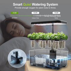 System uprawy hydroponicznej: 8 kapsułek, pełnozakresowa lampa LED o mocy 24 W z ostrzeżeniem o niskim poziomie wody | Kryty ogród do kuchni, salonu, szkoły | Pomysł na prezent dla ogrodników-amatorów