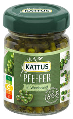 - Grüner Pfeffer w Weinbrand | Ganzer, eingelegter Pfeffer zum Würzen von Saucen | 50 g w szkle