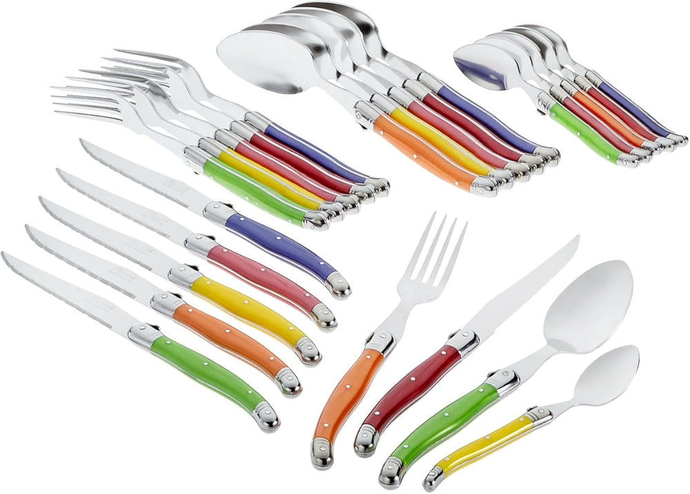 Pradel Excellence I7214P Besteckgarnitur Laguiole, Pastellfarben, 24-Teilig Bucatarie Naty Shop