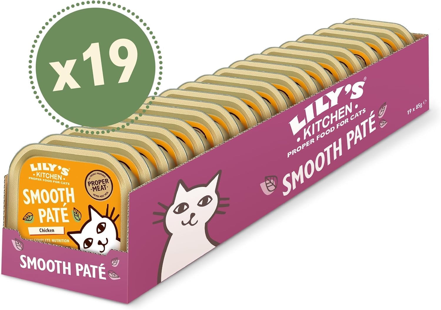 Lily'S Kitchen Hrană umedă naturală pentru pisici adulte, bol, pui - pateu, rețetă fără cereale (19 boluri X 85G)
