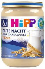 HiPP Organic Dobranoc z 7 zbożami (6 x 190 g), żywność dla dzieci od 6 miesiąca życia, bez dodatku cukru, bardzo sycąca, najlepsza jakość organiczna