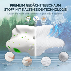 Zibroges pernă pentru gât Pernă din spumă de memorie, Pernă de dormit confortabilă pentru gât, ideală pentru cei care dorm lateral, cei care dorm pe spate și cei care dorm pe stomac, față de pernă lavabilă, 61X41X11.5Cm Perne ortopedice cervicale Naty Shop