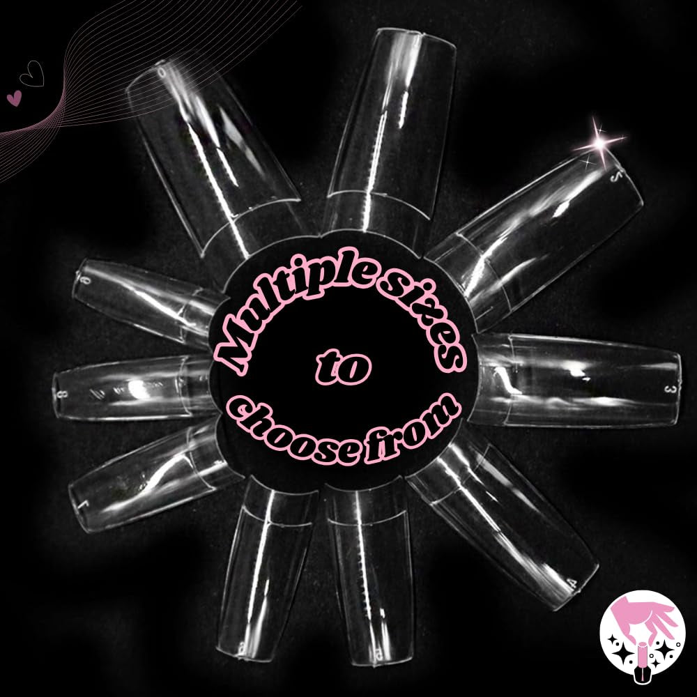 TRIXES 500 bucăți vârfuri pentru unghii cu gel, unghii franțuzești, vârfuri acrilice transparente pentru manichiură DIY, 10 modele diferite