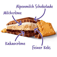 Milka Mmax Chocolate and Biscuits – Alpejska czekolada mleczna z nadzieniem mlecznym i chrupiącymi kawałkami ciasteczek – 300g