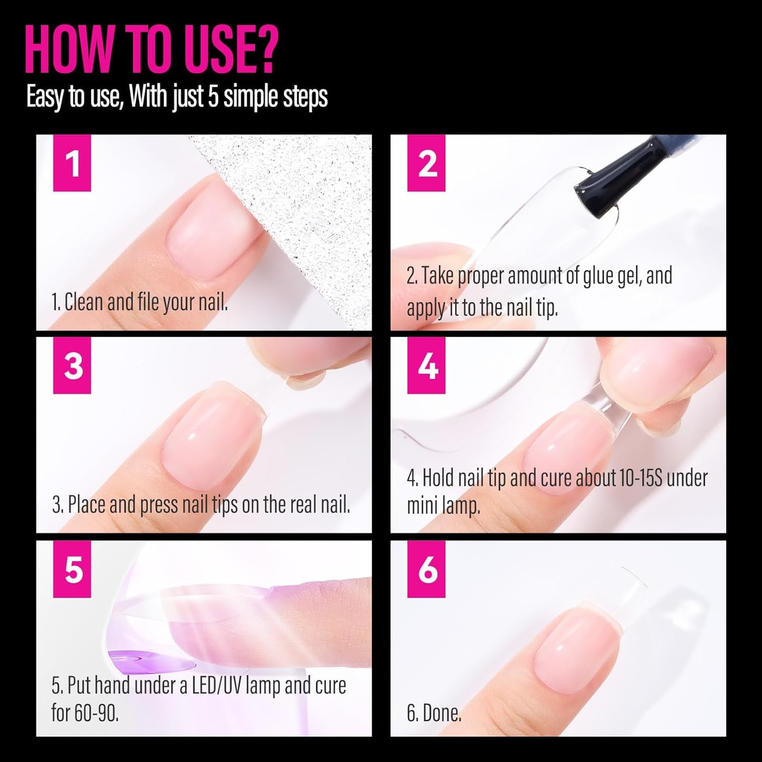 504 bucăți Tipuri de unghii Gel Ballerina Medium: Tipuri de unghii pentru unghii cu gel Unghii false din PMMA Extensii de unghii, unghii artificiale, 12 mărimi