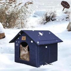 Katzenhaus Für Draußen Winterfest Wasserdicht Wetterfester Katzenhöhle Haustierhaus mit Katzenmatte Warm Hundehöhle Waschbar Hundehaus Tierheim Für Streuner Haustiere 35x30x35cm