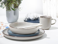 CreaTable, 21016, seria Modern Scandic albastru-gri, set de veselă cu 16 piese, serviciu combinat din gresie, potrivit pentru mașina de spălat vase și cuptorul cu microunde, producție de calitate