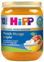 Hipp Organic Fruit Duet Iaurt de fructe, pachet de 6 (6 x 160G) Mama si Copilul Naty Shop 6 x 160 grame Piersici-mango în piure de măr cu iaurt în stil grecesc