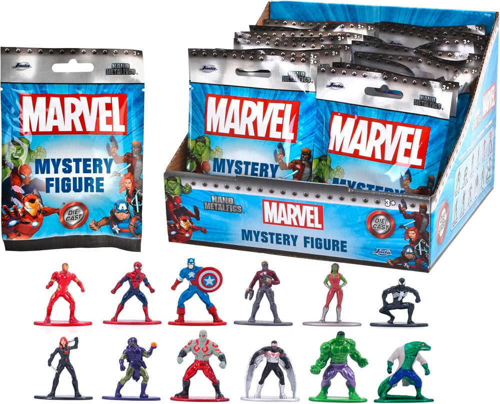 Jada Toys 253221016 - Marvel Nanofigures Blind Pack - Metalowe figurki kolekcjonerskie Marvel w ślepym opakowaniu, 4 cm, 3 lata i więcej, wybór losowy, czarne figurki Naty Shop L