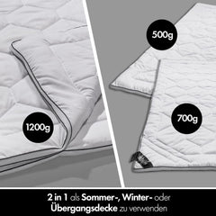 Plapumă 4 anotimpuri 135X200-2 în 1 plapumă all-season 135X200 - Plapumă respirabilă, lavabilă și vegană - Plapumă duo cu bandă de confort pentru dormit - Umplutură 500G & 700G Plapumi si pilote Naty Shop