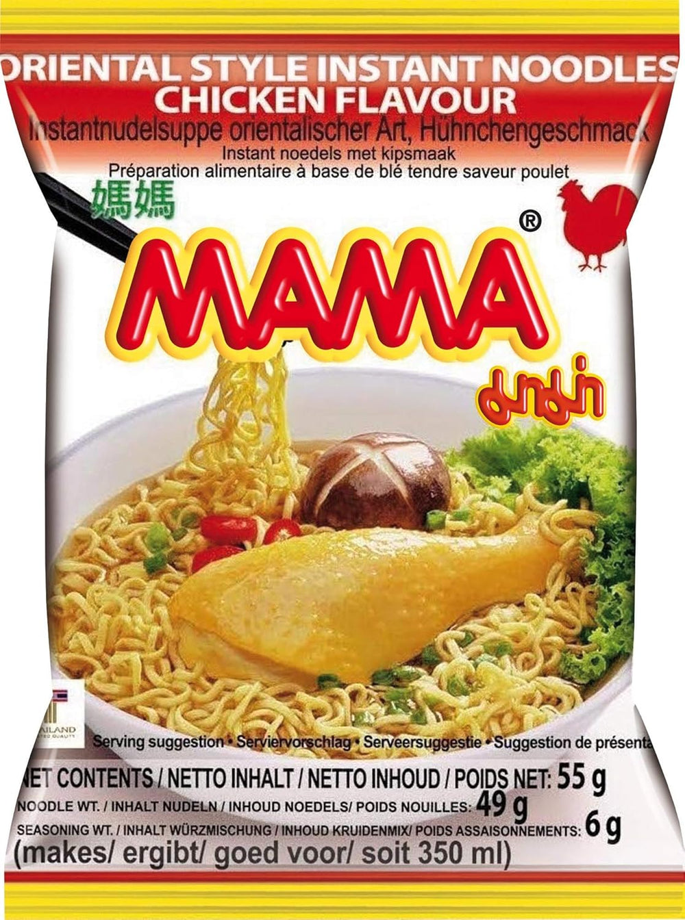 MAMA Makaron błyskawiczny o smaku kurczaka - Zupa błyskawiczna w stylu orientalnym - Autentyczna kuchnia tajska - 24 x 55g