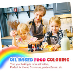 Colorant alimentar liposolubil pentru ciocolată - culorile curcubeului, coloranți alimentari pe bază de ulei pentru fondant, decorarea torturilor, copt - colorant alimentar lichid pentru unt de cacao, cremă de unt - 12 g fiecare