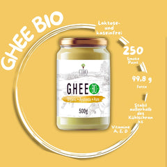 Cibo Bio Ghee 500g – Milch aus Parma und Reggio Emilia – Hergestellt in Italy – Weidekühe – Rauchpunkt 250°C – Aus Centrifugensahne