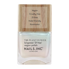 Nails Inc - GLOWING SOMEWHERE Wegański lakier do paznokci Plant Power - 73% na bazie roślin, w 100% wegański i wolny od okrucieństwa - Idealny manicure, błyszcząca perła - Do ekologicznego zdobienia paznokci