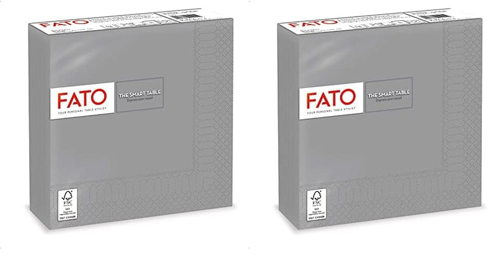 , Șervețele de hârtie de unică folosință, Ideale pentru prânzuri informale și bufete, Pachet de 50 șervețele, Dimensiune 33X33, Pliate în 4, 2 straturi, Gri, 100% hârtie din celuloză pură, certificat Fsc