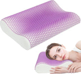 Pernă HOMCOM din spumă cu memorie, pernă pentru susținerea gâtului cu husă detașabilă, 2 înălțimi, ergonomică, pernă pentru gât responsivă 2S pentru diferite poziții de dormit, 60 x 40 cm, alb crem