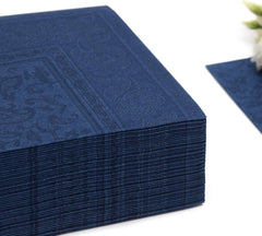 50 șervețele "Colecția ROYAL" 1/4 pliu 40 Cm X 40 Cm albastru închis "Ornamente"