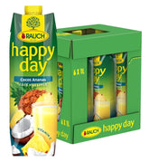 Rauch Happy Day Kokosowo-Ananas | Wycieczka na Karaiby | Sok owocowy ananasowy i woda kokosowa | 6 x 1 litr, Tetra Prisma Napoje bezalkoholowe Naty Shop