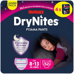 Huggies DryNites Pieluchy na noc dla chłopców w wieku od 13 do około 8–13 lat (30–48 kg) 33 sztuki (3x11) Jumbo miesięczne opakowanie XL Majtki Vazba Bath Products