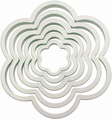 6 buc. decupaje din plastic FLOWER pentru glazură, fondant, decorațiuni tort cu zahăr, 11,5 x 1 x 11,5 cm, fildeș