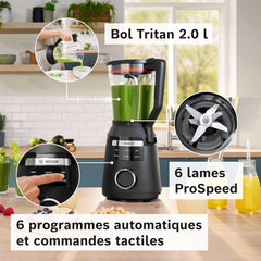 Mikser stojący Vitapower, seria 6, 1800 W, 6 programów, Prospeed Klingen, Tritan™-Krug, Schwarz, MMB6652B Kitchen Naty Shop