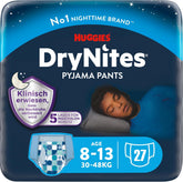 Huggies DryNites Super chłonne pieluszki nawilżające na noc dla chłopców 8-13 lat (30-48kg) 27 sztuk (3 x 9 sztuk) Pieluchy majtkowe
