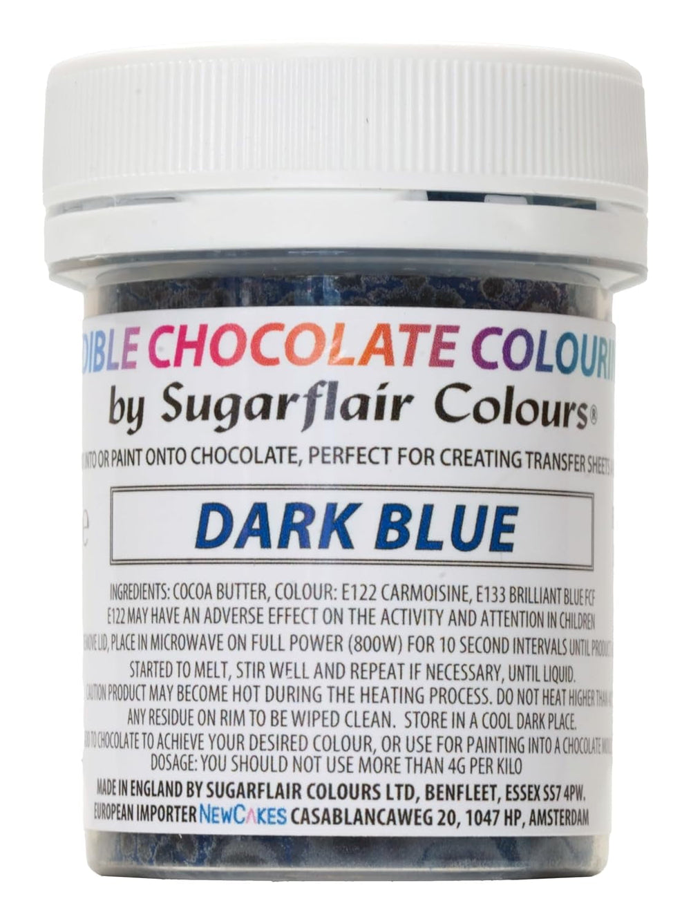 Colorant alimentar Sugarflair Chocolate Colorant alimentar pentru ciocolată, albastru închis - Unt de cacao colorat, Colorant ciocolată pentru colorarea ciocolatei, Praline - 35g
