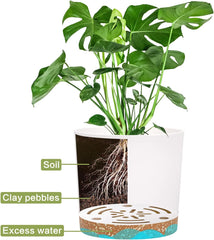 Zestaw 2 doniczek o średnicy 12,7 cm, doniczki doniczkowe z otworami drenażowymi i zdejmowaną podstawą, nowoczesne dekoracyjne podstawki do donic ogrodowych na zewnątrz (białe 12,7 cm)