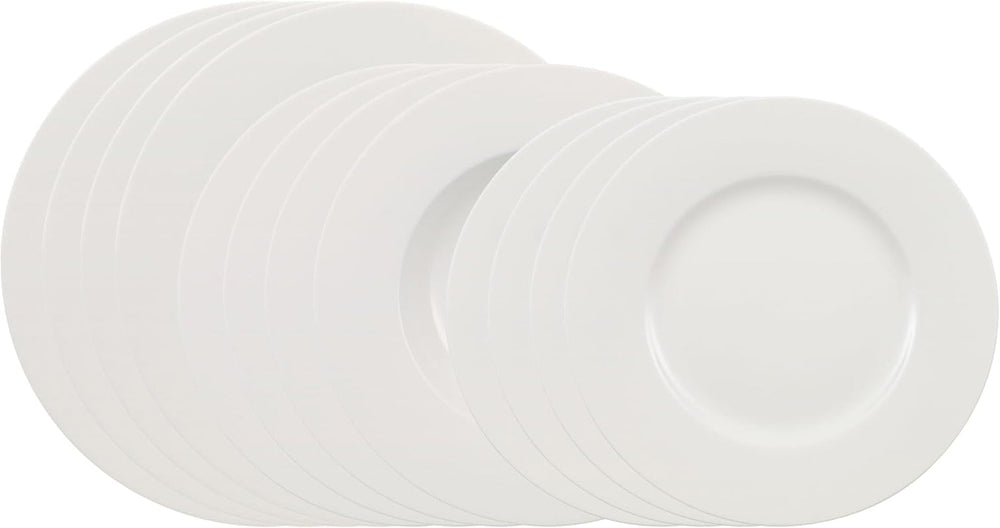 Villeroy & Boch – Wonderful World Dinner-Set 12 Teilig Weiß, Spülmaschinenfest, Mikrowellensicher, Teller, Geschirr, Porzellan, Speiseteller, Essteller, Set, Geschirrset Modern, Premium Porzellan Seturi vesela masa Naty Shop Default Title