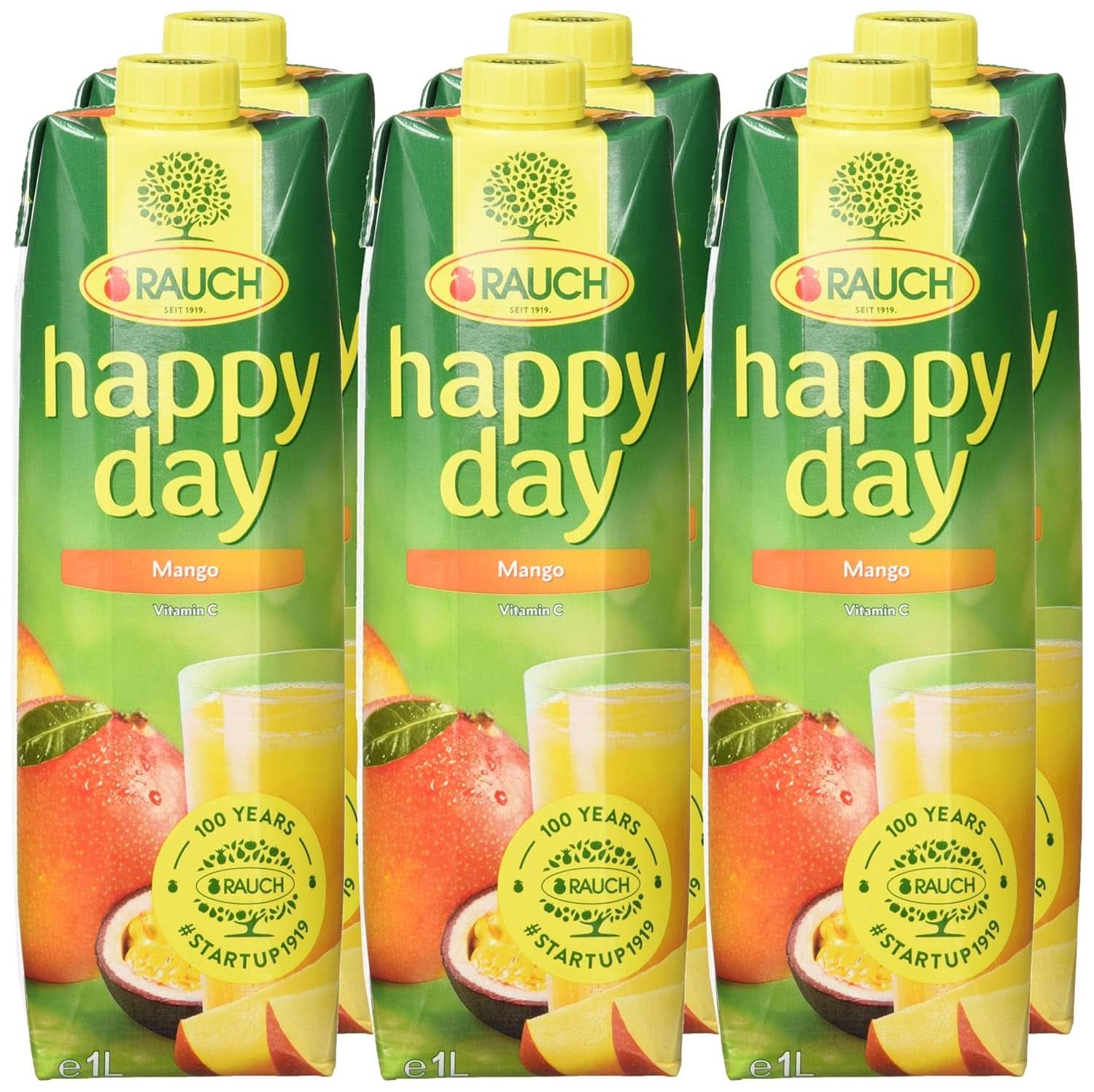 Rauch Happy Day Mango | Băutură rafinată cu fructul pasiunii | O mulțime de vitamina C | 6 x 1 litru, Tetra Prisma Naty Shop