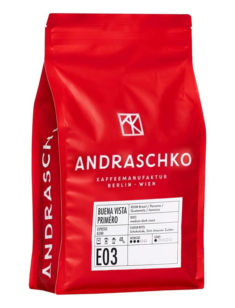 Buena Vista Primèro Espresso Blend - 100 % Arabica Kaffee aus Jamaica, Guatemala, Panama & Brasilien - Berliner Röstung, ausgewogen-luxuriös, Espresso für Genießer & Gastronomie