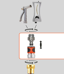 Gardena 39042-M Set de pornire cu cuplaj rapid metalic pentru furtunuri de grădină, cuplaje rapide și accesorii în câteva secunde, 4 piese, inclusiv adaptoare anti-scurgere pentru ștecher și priză